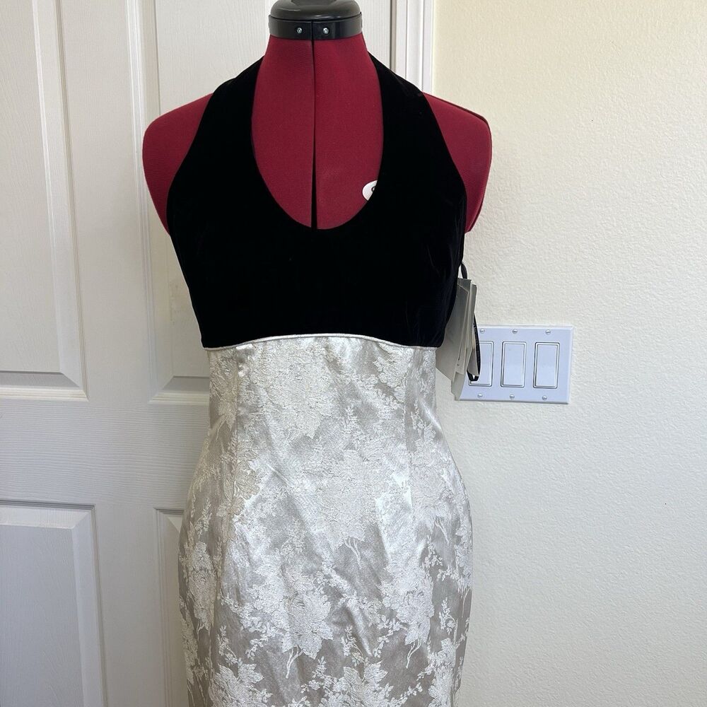 Vtg 80s Jessica McClintock Gunne Sax Evening Gown Cream Brocade Velvet Top 7-8 - Picture 2 of 15